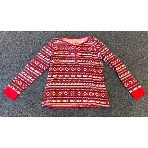 Vineyard Vines 2 Piece Pajama Lounge Set Waffle Red Blue Large L - Picture 3 of 7